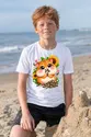 Koszulka dla chłopca z chomikiem biała słodki styl kawaii, zdjęcie 3