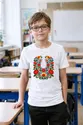 Koszulka z podkową dla chłopca biała ludowe kwiaty, zdjęcie 4