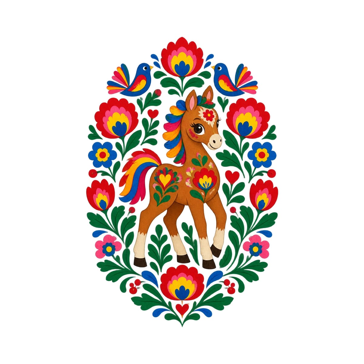 Koszulka ze źrebakiem dla dziewczynki biała ludowa wycinanka, zdjęcie 2