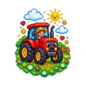 Koszulka dziecięca z ciągnikiem dla chłopca biała pixel art, zdjęcie 2