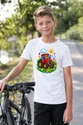 Koszulka dziecięca z ciągnikiem dla chłopca biała pixel art, zdjęcie 6