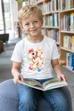 Koszulka dla dziewczynki z pudlem biała efekt naklejki, zdjęcie 6