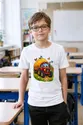 Koszulka dziecięca z przyczepą dla chłopca biała wesoła bajka, zdjęcie 4