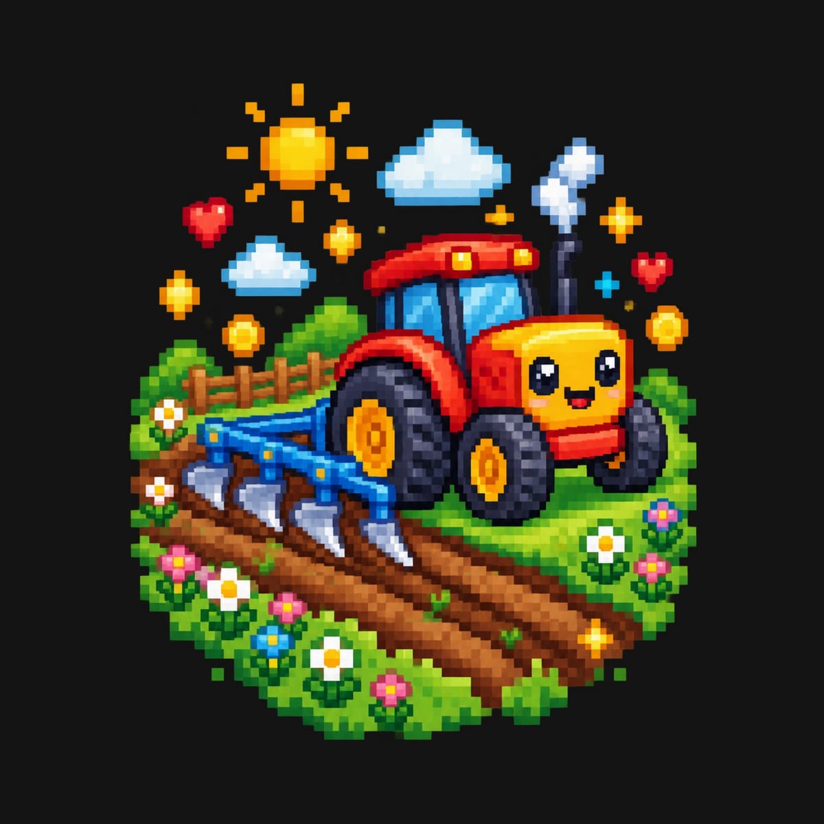 Koszulka z pługiem pixel art dla chłopca czarna pikselowa grafika, zdjęcie 2