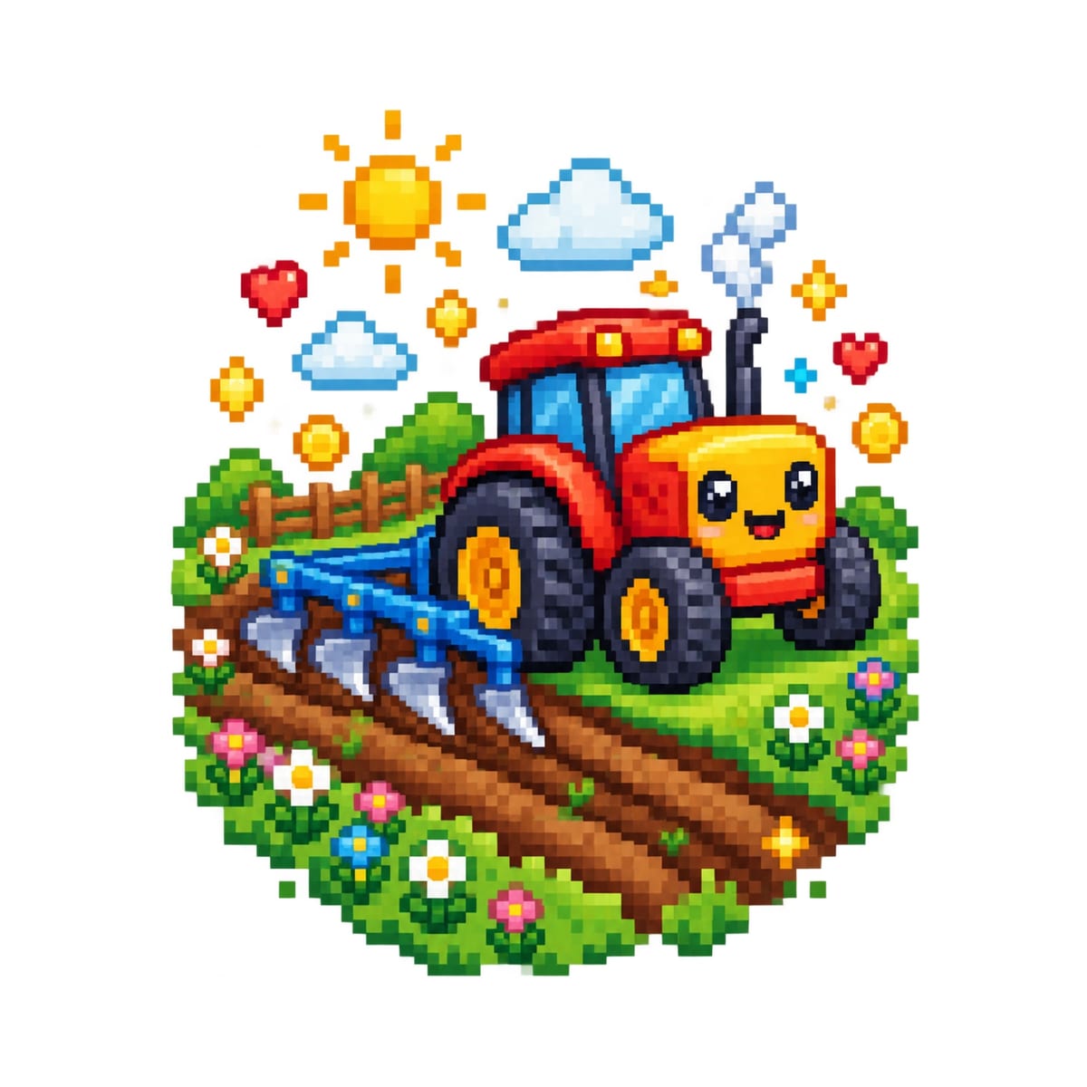 Koszulka z pługiem pixel art dla chłopca biała pikselowa grafika, zdjęcie 2