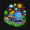 Koszulka z tirem w pixel art dla chłopca czarna dla dzieci, zdjęcie 2