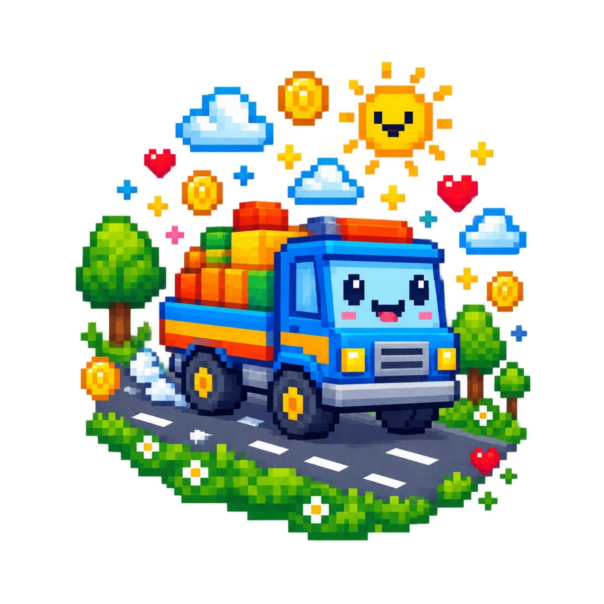 Koszulka z tirem w pixel art dla chłopca biała dla dzieci, zdjęcie 2