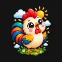 Koszulka z kogutem dla chłopca czarna słodki styl kawaii, zdjęcie 2