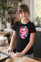 Koszulka z aksolotlem dla dziewczynki czarna słodki styl kawaii, zdjęcie 5