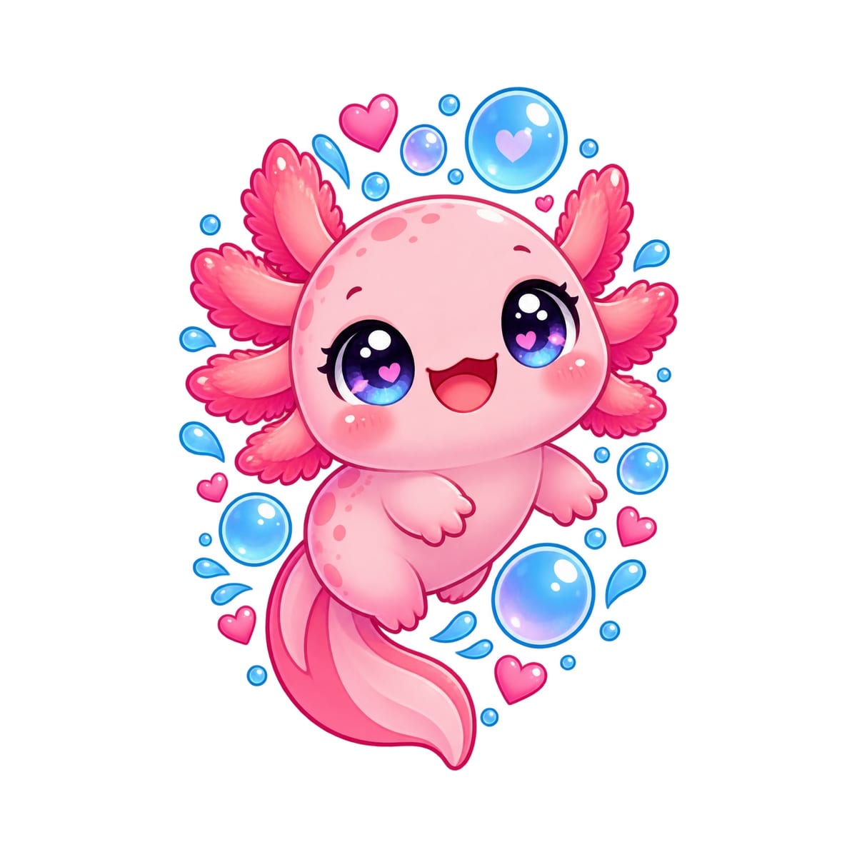 Koszulka z aksolotlem dla chłopca biała słodki styl kawaii, zdjęcie 2