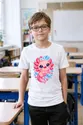 Koszulka z aksolotlem dla chłopca biała słodki styl kawaii, zdjęcie 3