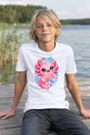 Koszulka z aksolotlem dla chłopca biała słodki styl kawaii, zdjęcie 8