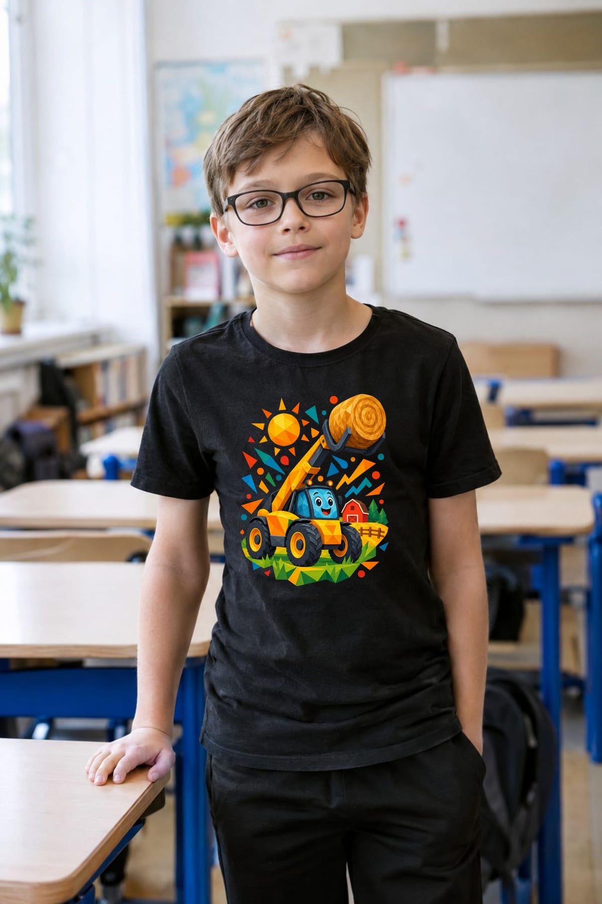 Koszulka z ładowarką dla chłopca czarna geometryczne kształty, zdjęcie 6