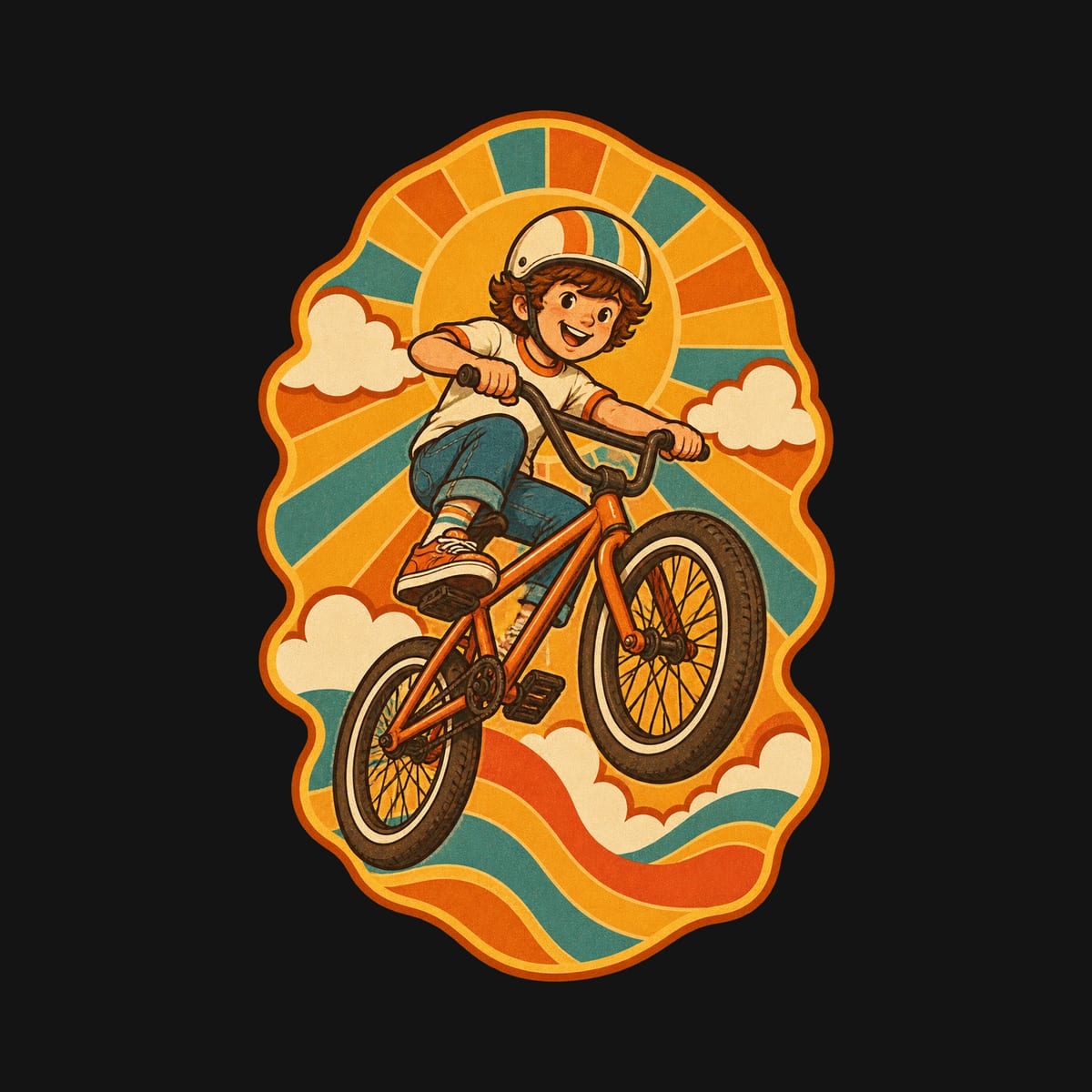 Koszulka z bmx dla chłopca czarna klimat retro lata 70, zdjęcie 2