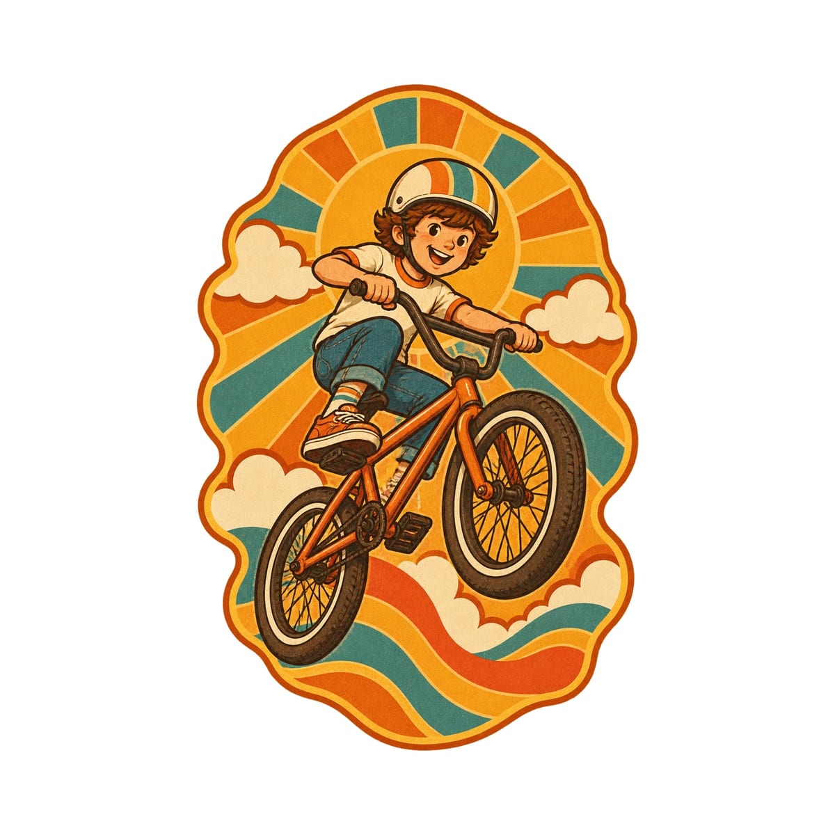 Koszulka z bmx dla dziewczynki biała klimat retro lata 70, zdjęcie 2