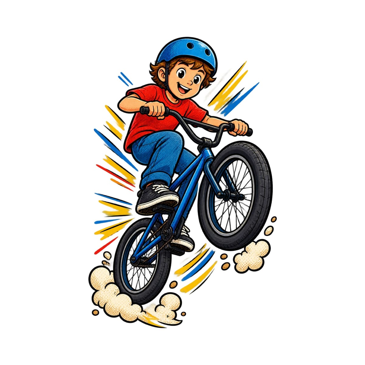 Koszulka z bmx dla chłopca biała dynamiczny komiks, zdjęcie 2