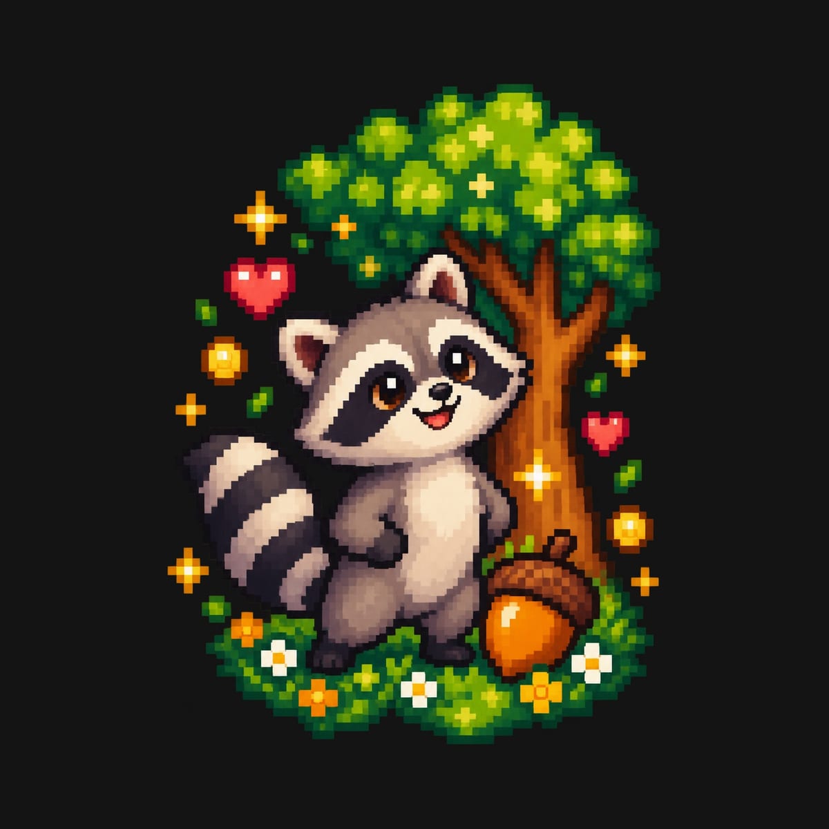 Koszulka z szopem praczem dla chłopca czarna styl pixel art, zdjęcie 2