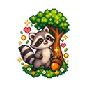 Koszulka z szopem praczem dla chłopca biała styl pixel art, zdjęcie 2