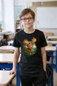 Koszulka z łosiem dla dzieci dla chłopca czarna okrągła odznaka, zdjęcie 5