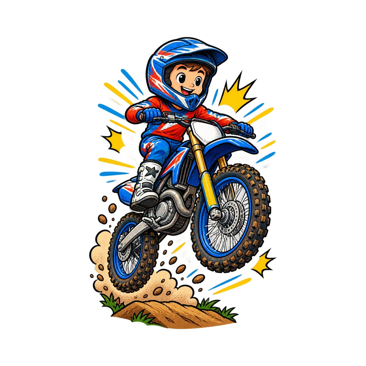 Koszulka z motocrosem dla chłopca biała styl komiksowy, zdjęcie 2