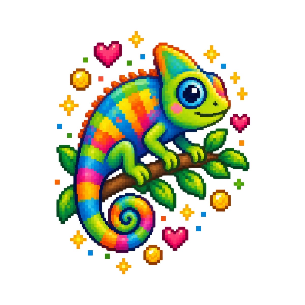 Koszulka dziecięca z kameleonem dla chłopca biała pixel art, zdjęcie 2
