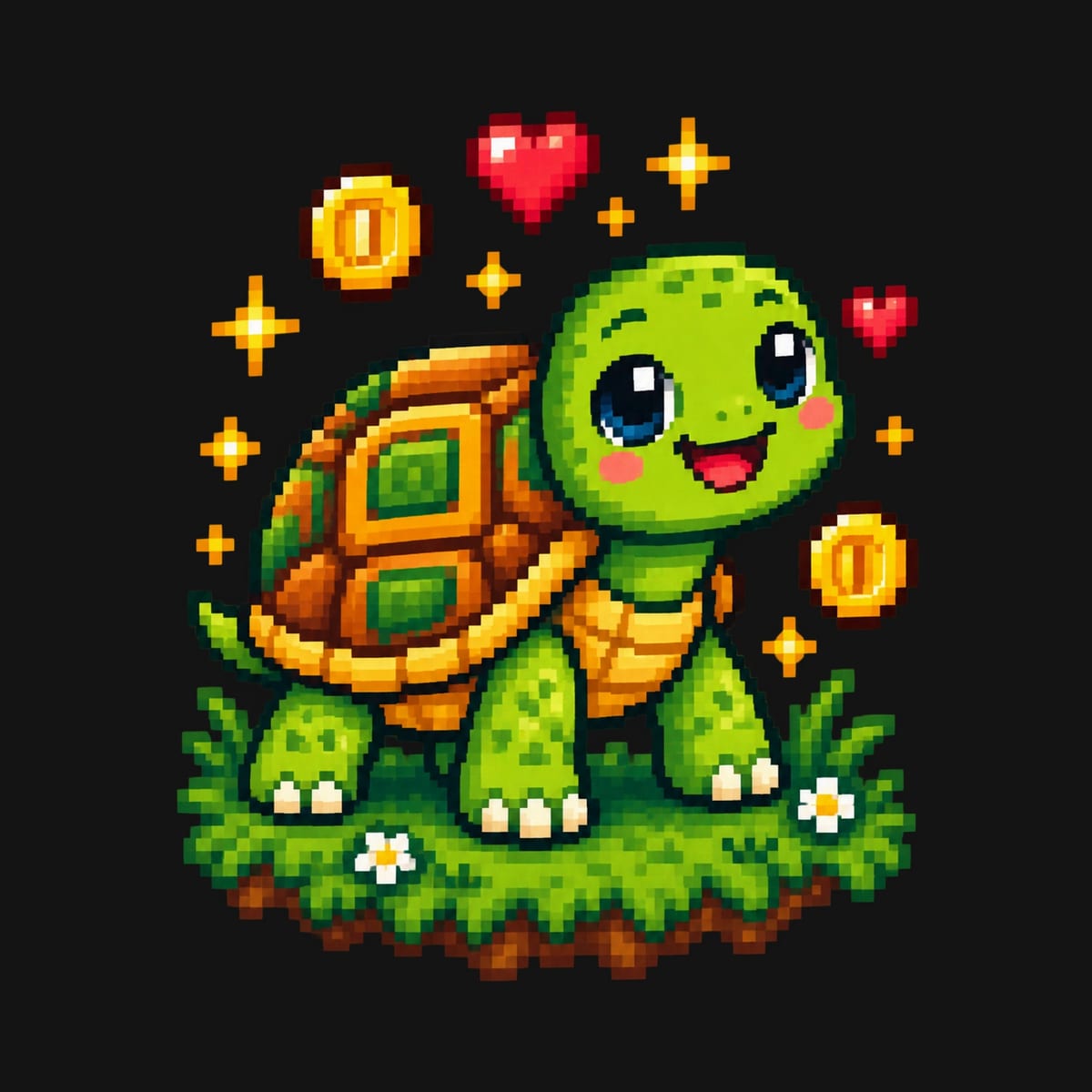 Koszulka dla chłopca z żółwiem czarna pixel art, zdjęcie 2