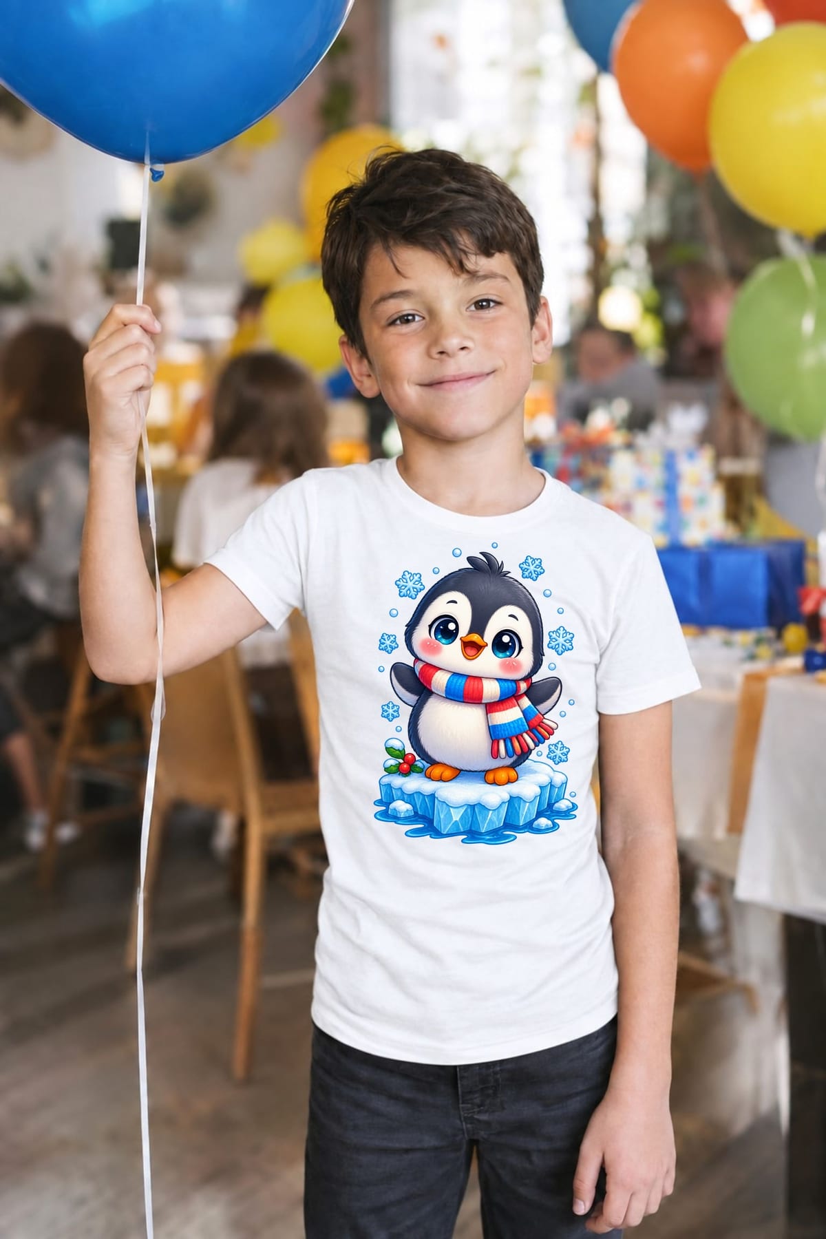 Koszulka z pingwinem dla dzieci dla chłopca biała słodki kawaii, zdjęcie 8