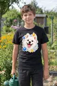 Koszulka z samoyedem dla chłopca czarna styl naklejki, zdjęcie 8