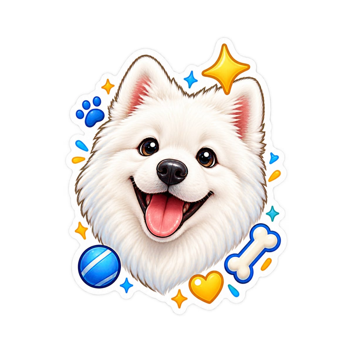 Koszulka z samoyedem dla chłopca biała styl naklejki, zdjęcie 2