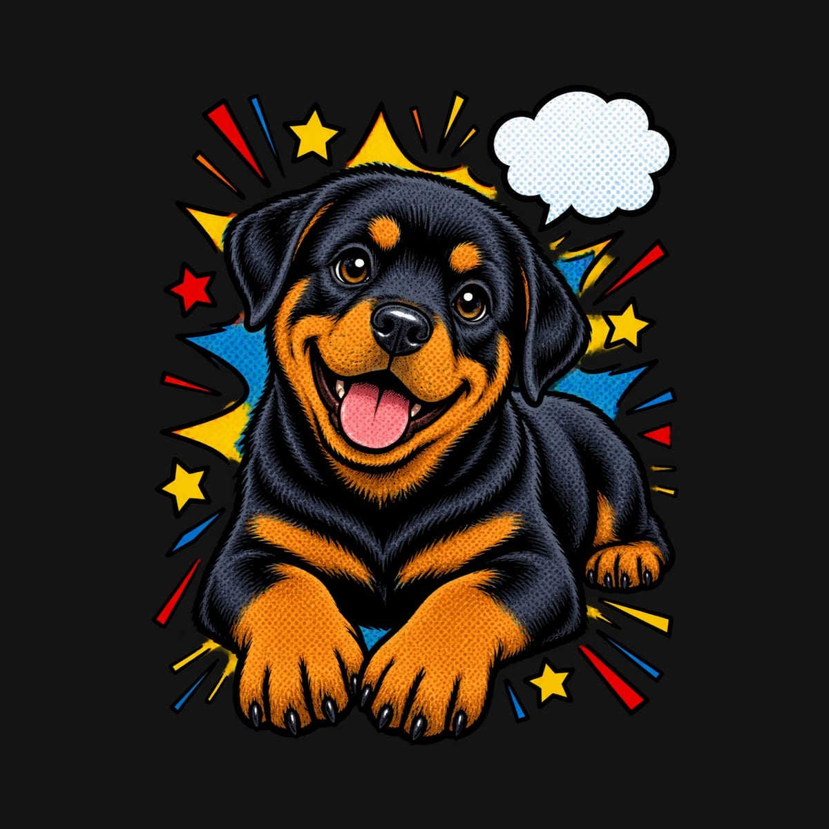 Koszulka z psem rottweiler dla chłopca czarna komiksowe kontury, zdjęcie 2