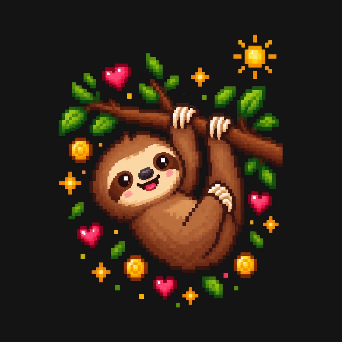 Koszulka dla chłopca z leniwcem czarna pixel art dla dzieci, zdjęcie 2