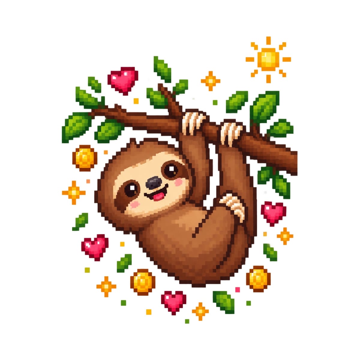 Koszulka dla chłopca z leniwcem biała pixel art dla dzieci, zdjęcie 2