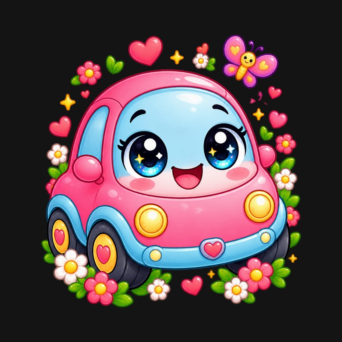 Koszulka dziecięca z maluchem dla dziewczynki czarna słodki kawaii, zdjęcie 2