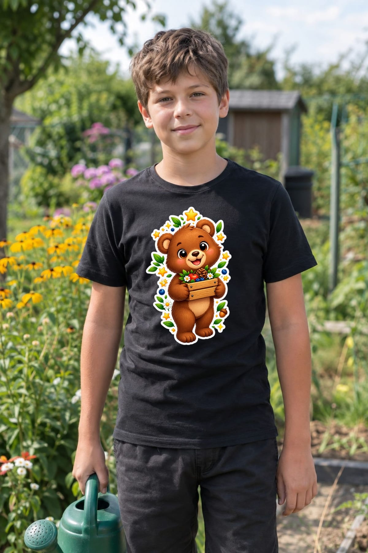 Koszulka z misiem wojtkiem naklejka dla chłopca czarna prezent, zdjęcie 7