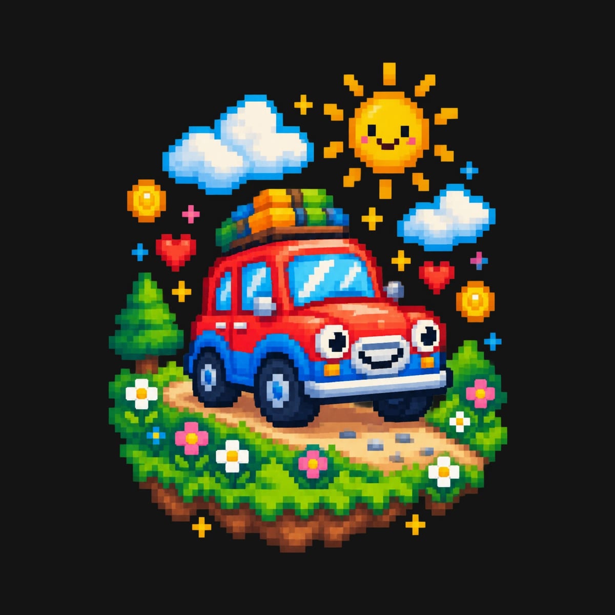 Koszulka z autem retro dla chłopca czarna pixel art, zdjęcie 2