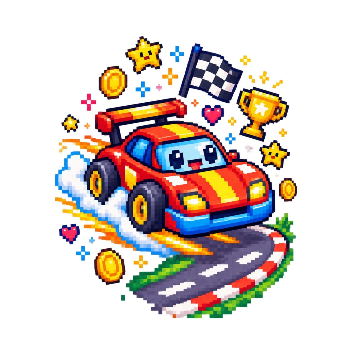 Koszulka z autem wyścigowym dla chłopca biała pixel art, zdjęcie 2