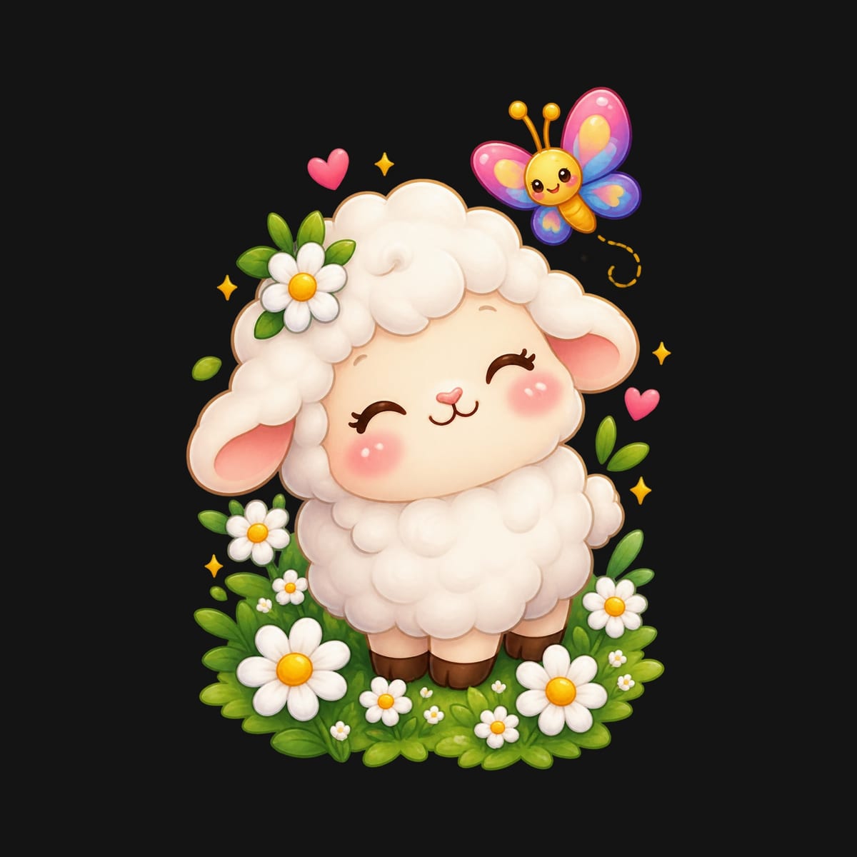 Koszulka z owieczką dla dziewczynki czarna słodki kawaii, zdjęcie 2