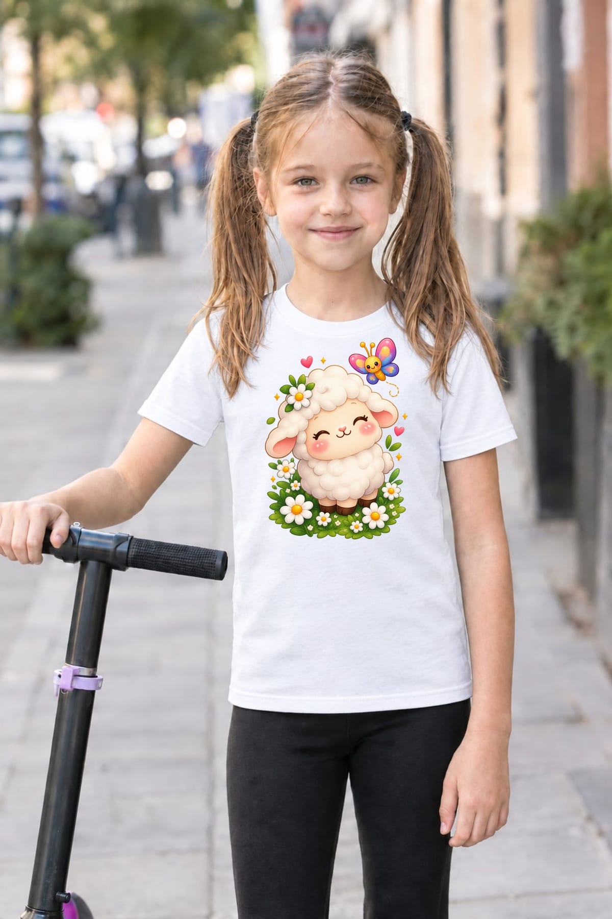Koszulka z owieczką dla dziewczynki biała słodki kawaii, zdjęcie 6