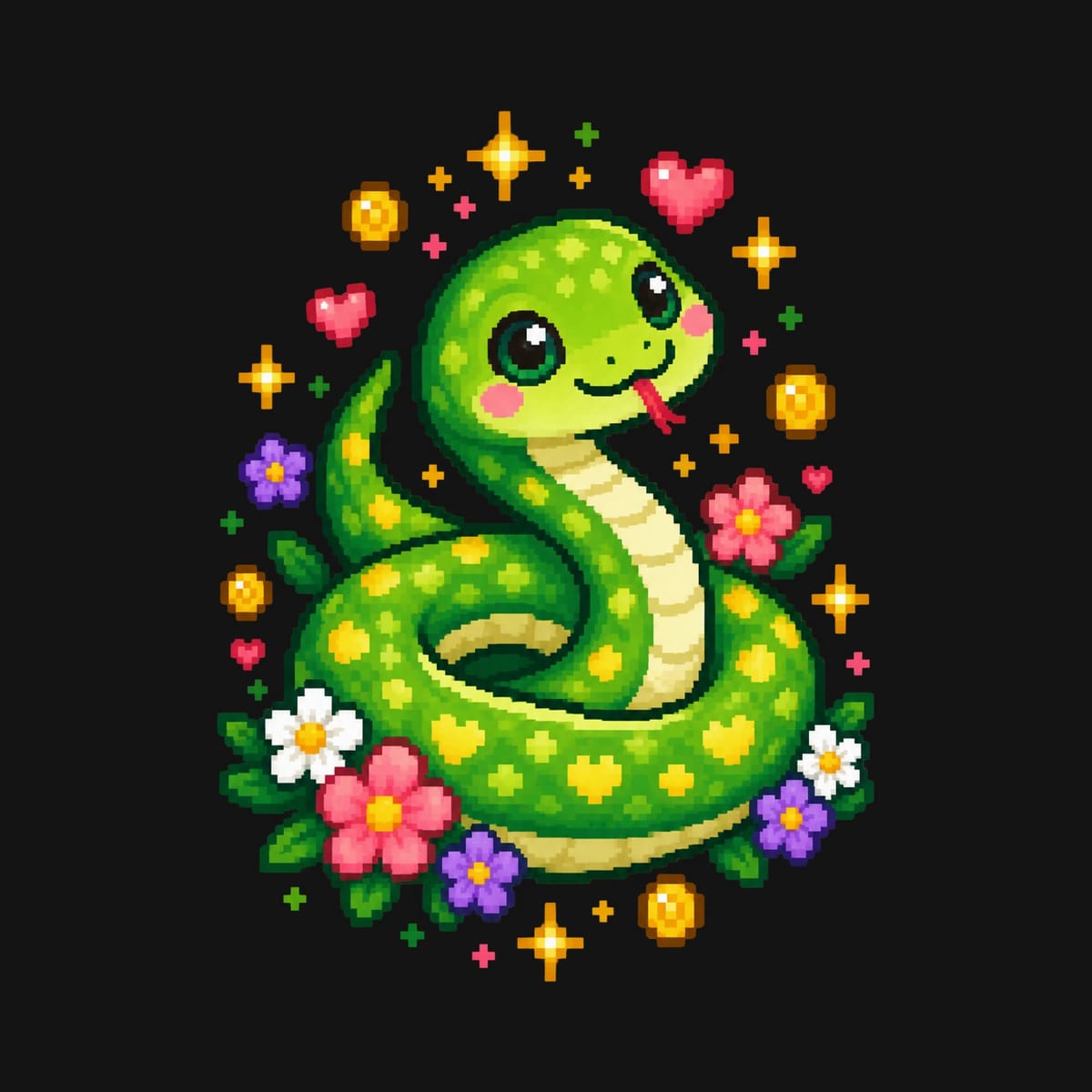 Koszulka dla chłopca z wężem czarna pixel art dla dzieci, zdjęcie 2