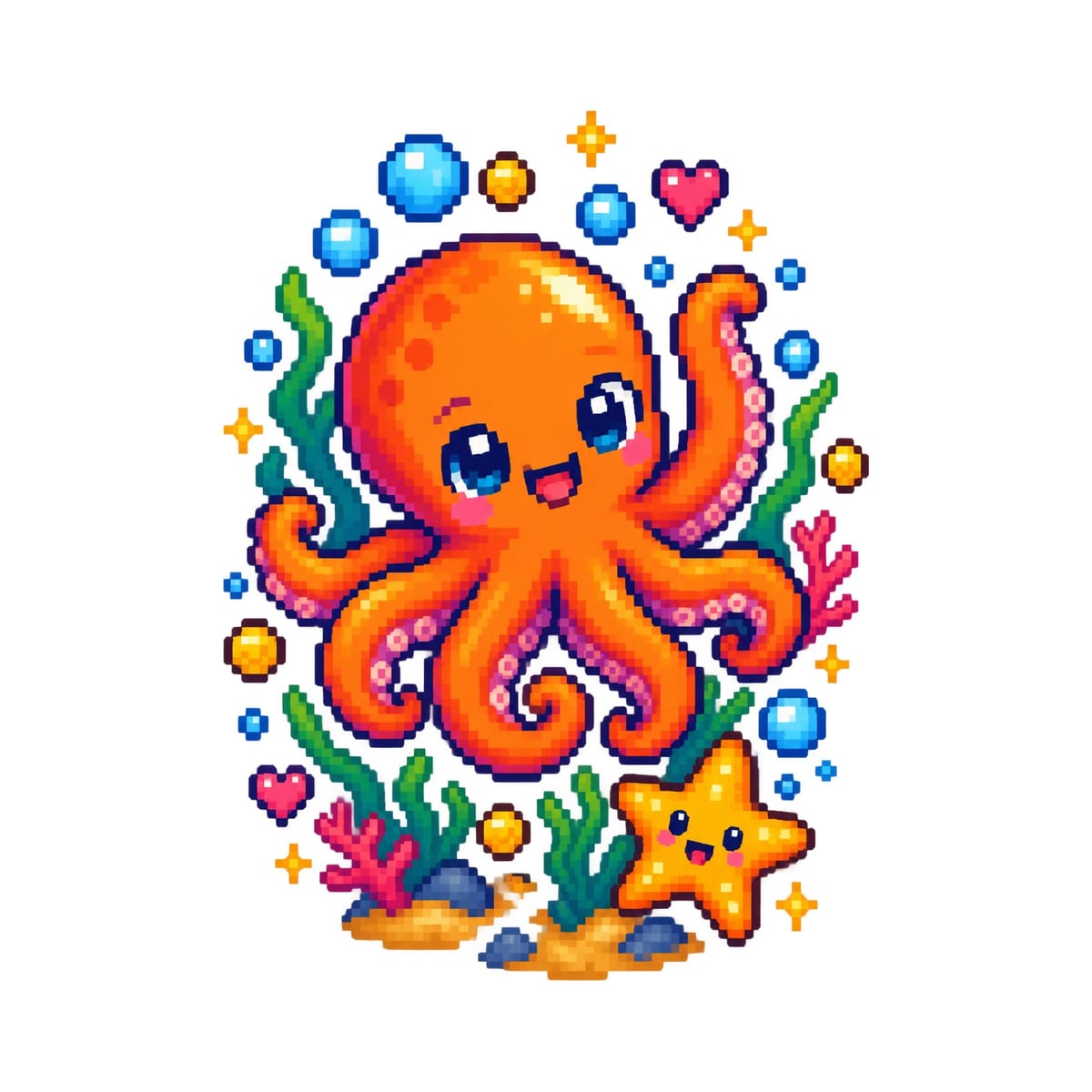 Koszulka z ośmiornicą dla chłopca biała pixel art, zdjęcie 2
