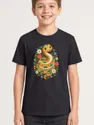 Koszulka z wężem dla dzieci dla chłopca czarna efekt haftu, zdjęcie 1