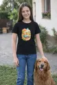 Koszulka z retro kabrioletem dla dziewczynki czarna miękka akwarela, zdjęcie 3