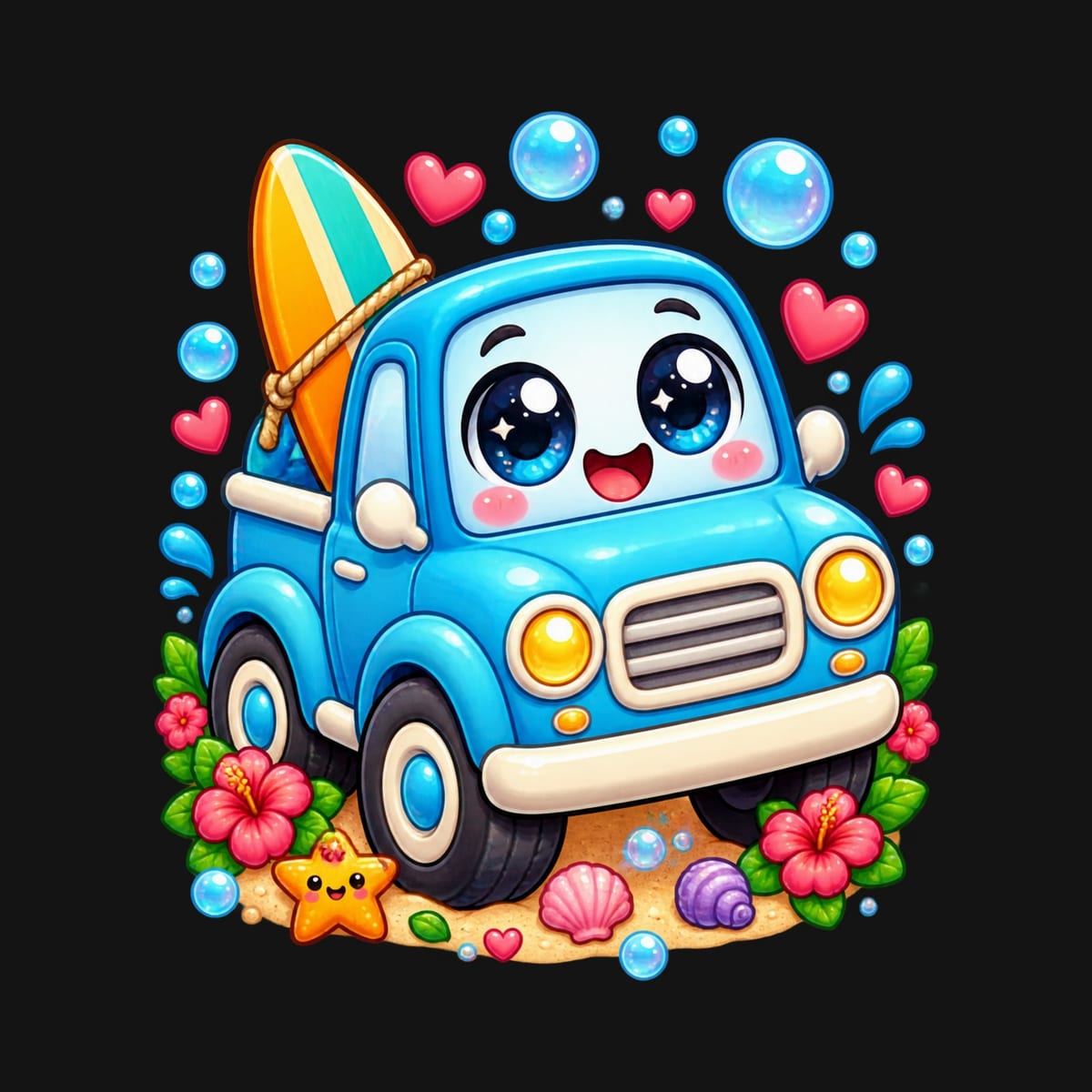Koszulka z pickupem dla dziewczynki czarna słodki kawaii, zdjęcie 2