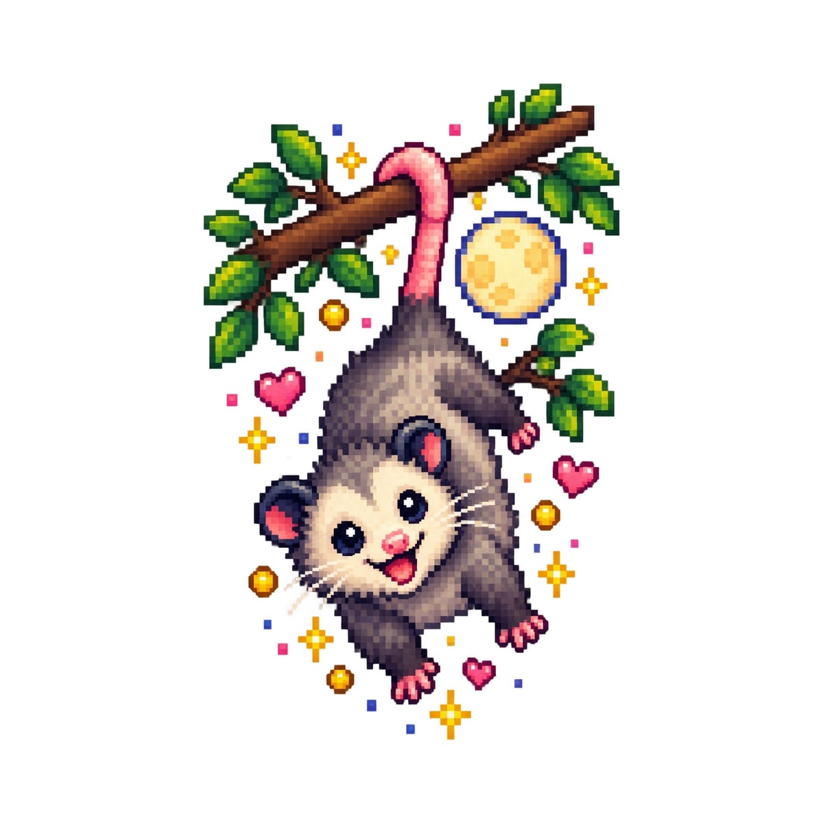 Koszulka z oposem pixel art dla chłopca biała dla dzieci, zdjęcie 2
