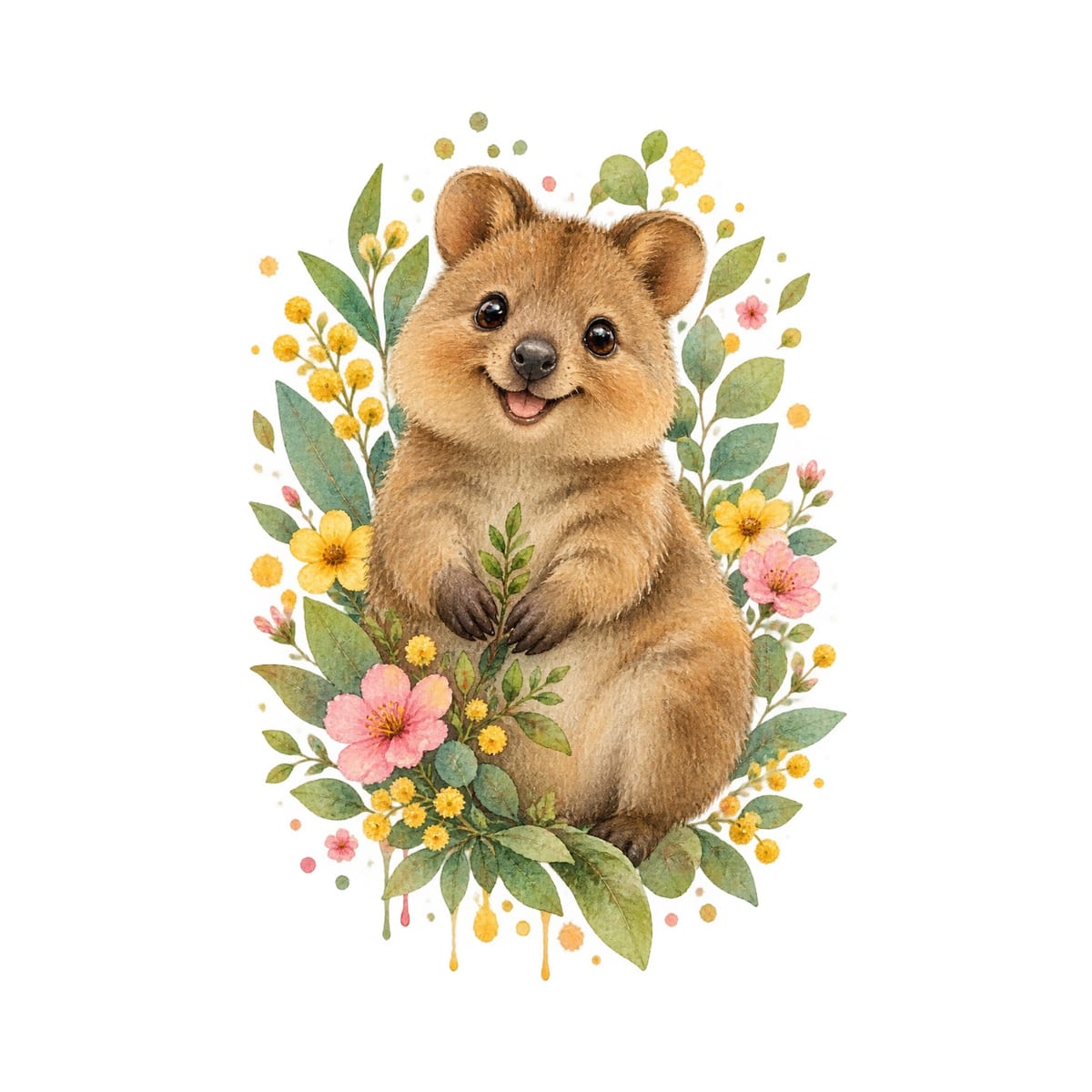 Koszulka z quokką dla dziewczynki biała miękka akwarela, zdjęcie 2