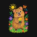 Koszulka z rysunkiem quokki dla dziewczynki czarna kredkami, zdjęcie 2