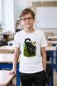 Koszulka dziecięca z panterą dla chłopca biała wesoła bajkowa kreskówka, zdjęcie 4
