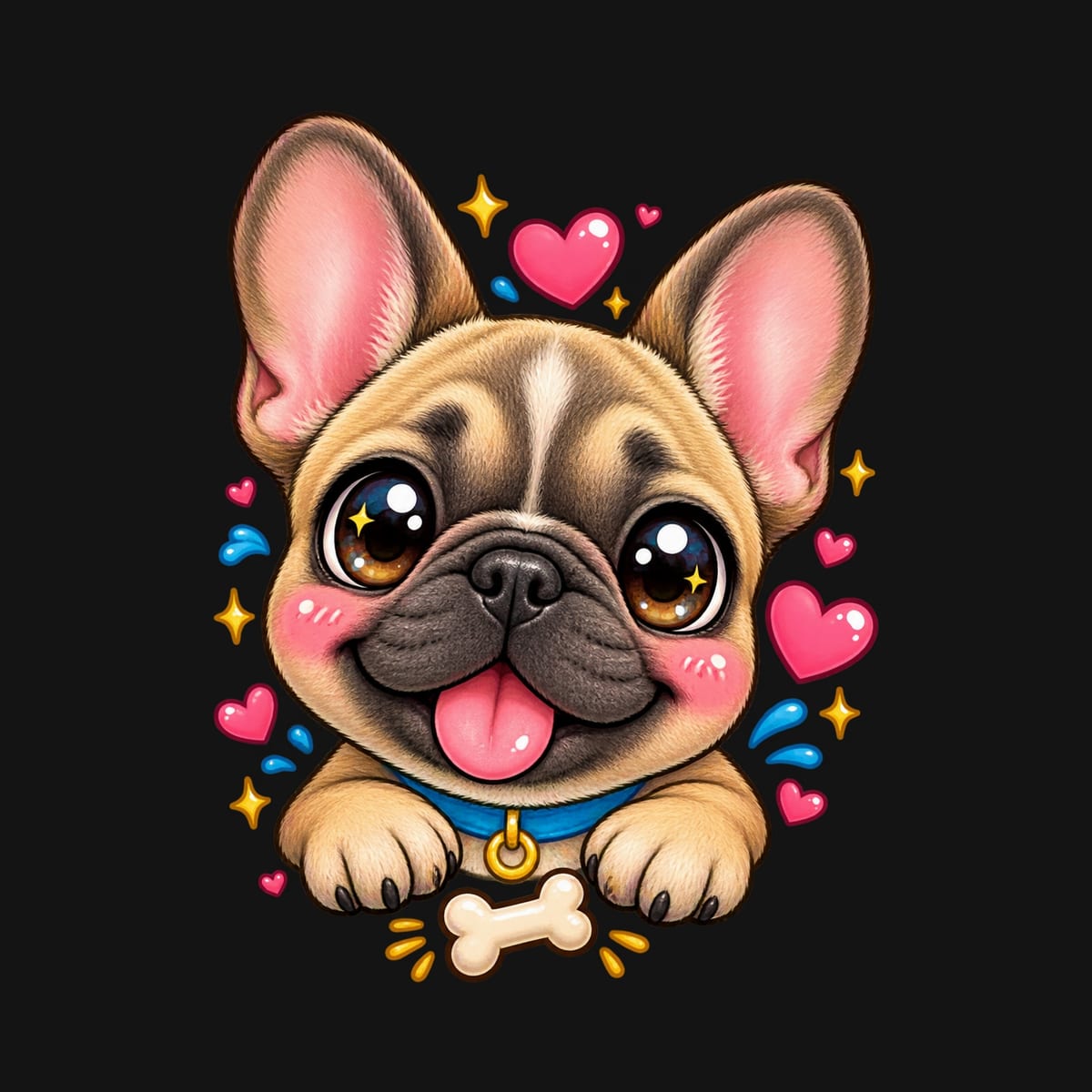 Koszulka dla chłopca z buldogiem francuskim czarna kawaii, zdjęcie 2