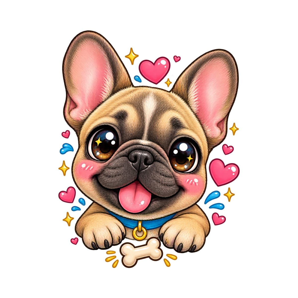 Koszulka dla dziewczynki z buldogiem francuskim biała kawaii, zdjęcie 2