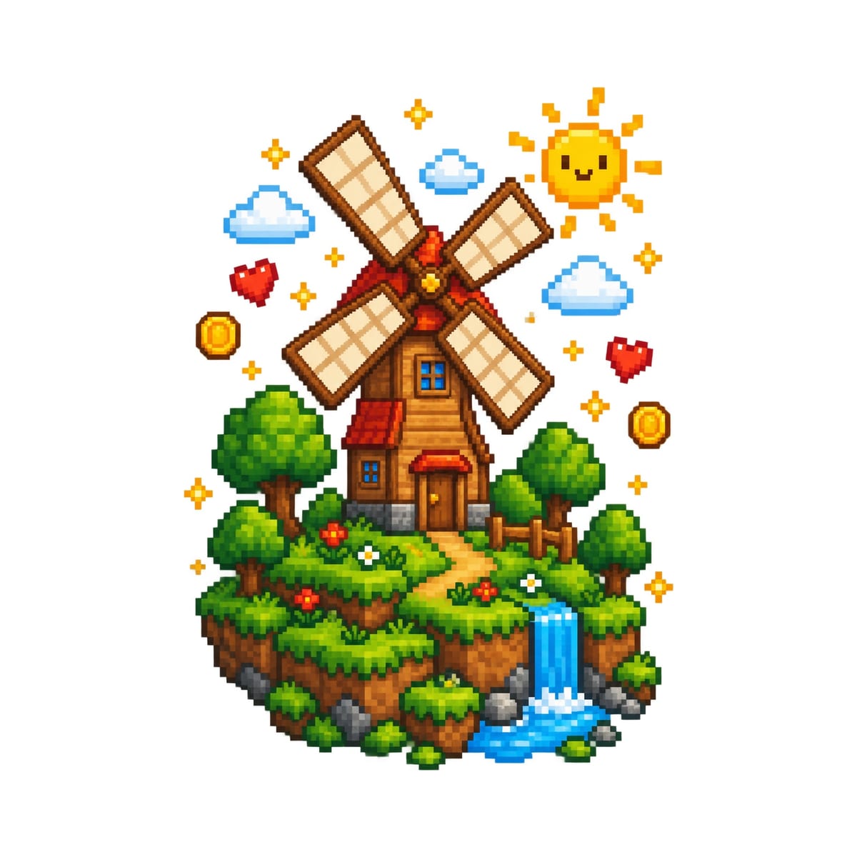 Koszulka z wiatrakiem dla chłopca biała pixel art w stylu gry, zdjęcie 2